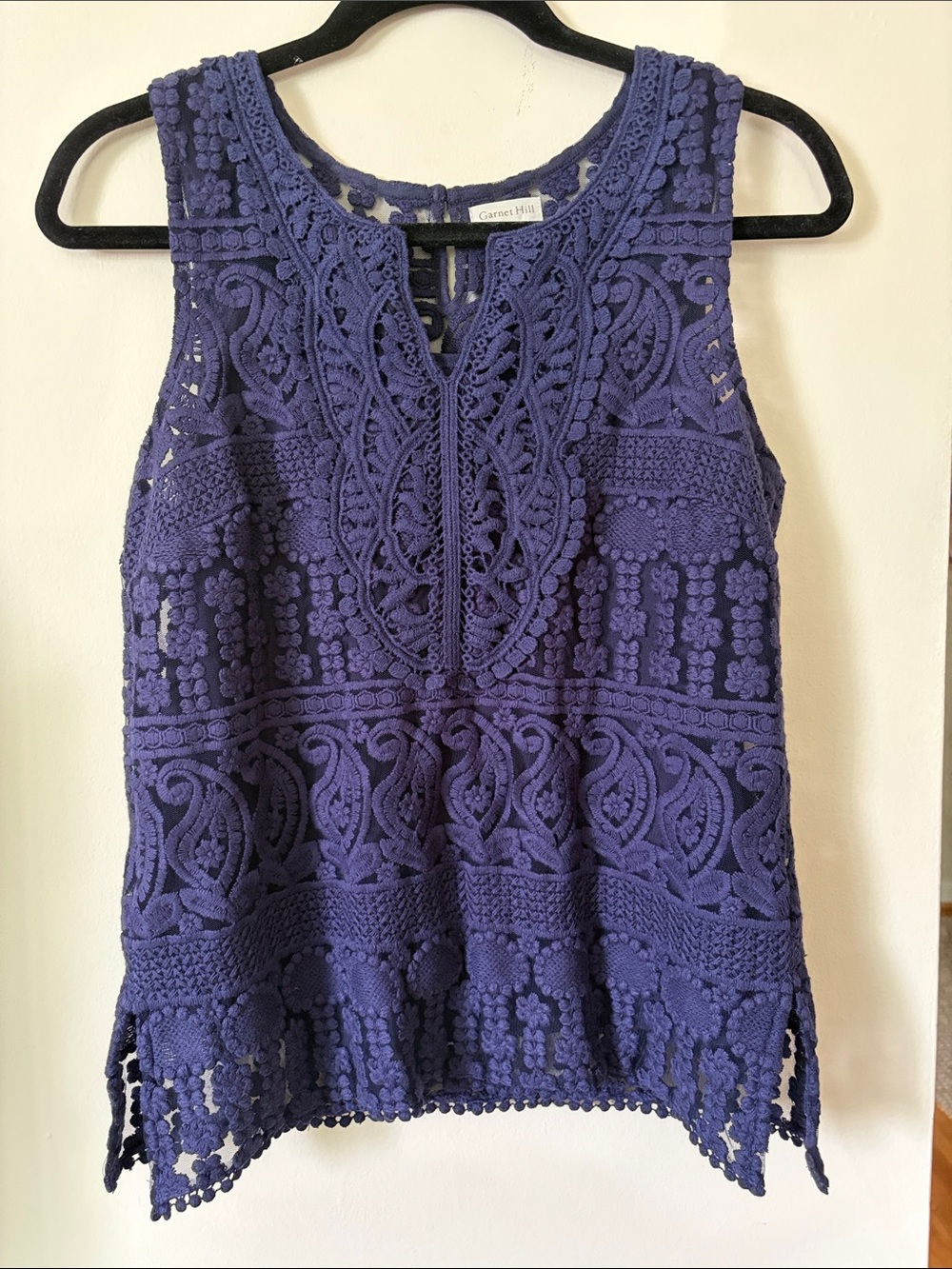 Garnet Hill Embroidered-Lace Tank